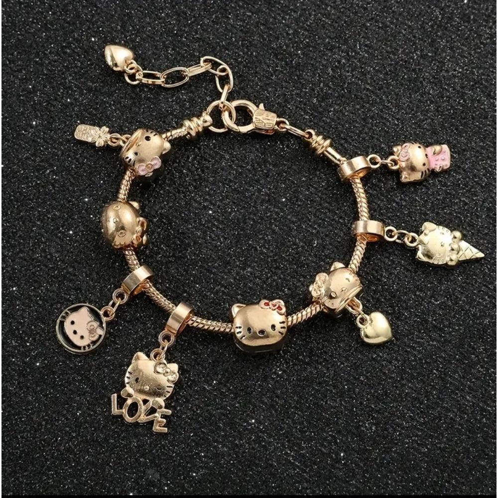 Hello Kitty Gold Plated Charm Bracelet NEW